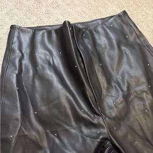 Mango leather high waisted pants
